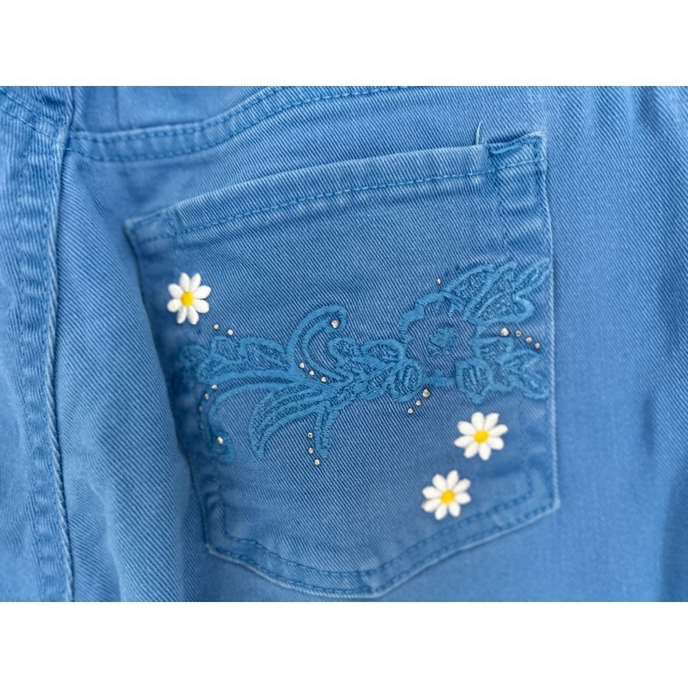Gloria Vanderbild Blue Jeans with Daisies LOVE PEACE Embroidered Patches - Picture 9 of 14